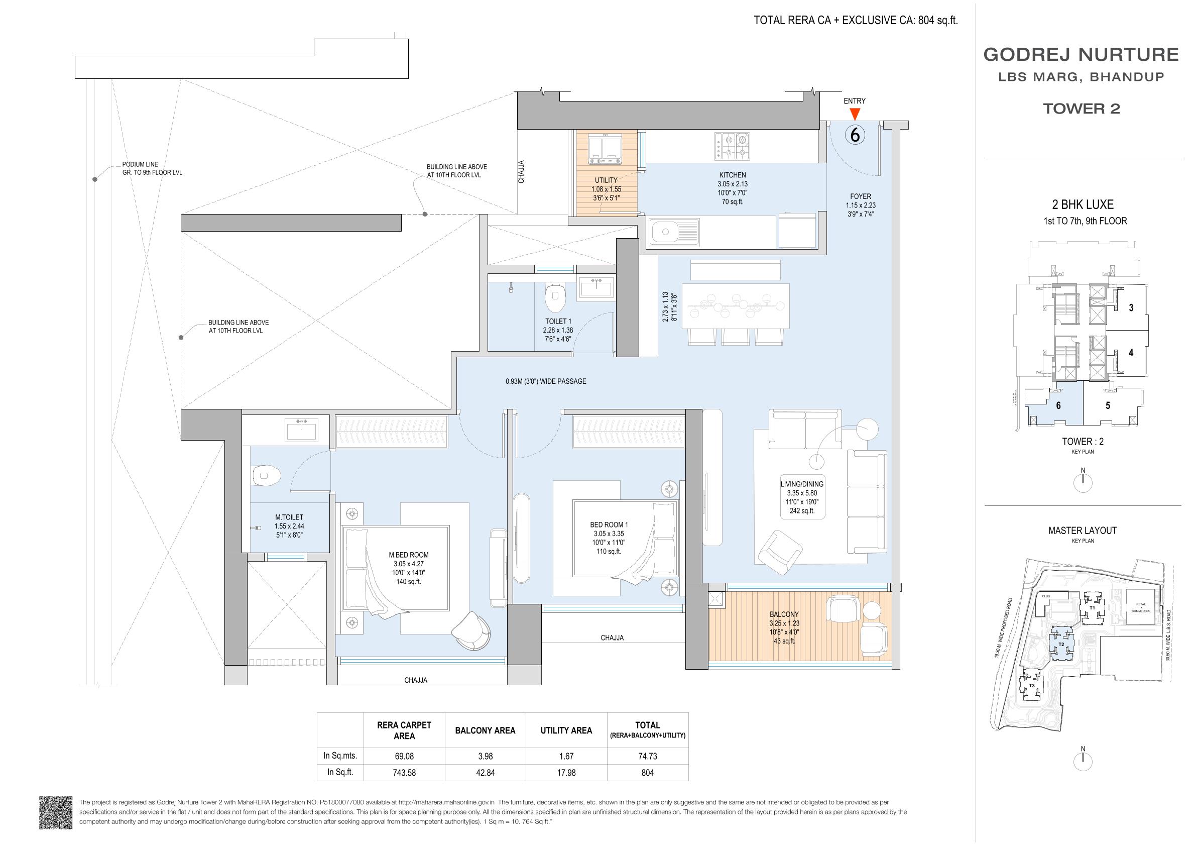 2 BHK Floor Plan - Variant 5